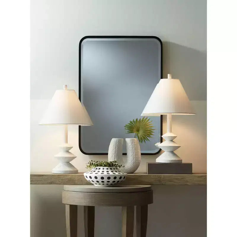 Miroir Mural Rectangulaire à Bord Arrondi Liguria Uttermost, Cadre en Fer Noir Biseauté Moderne 24 Pouces de Large pour Salle de Bain, Chambre, Salon, Entrée