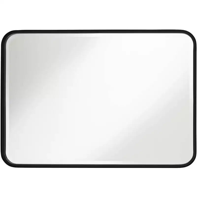 Miroir Mural Rectangulaire à Bord Arrondi Liguria Uttermost, Cadre en Fer Noir Biseauté Moderne 24 Pouces de Large pour Salle de Bain, Chambre, Salon, Entrée
