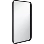 Miroir Mural Rectangulaire à Bord Arrondi Liguria Uttermost, Cadre en Fer Noir Biseauté Moderne 24 Pouces de Large pour Salle de Bain, Chambre, Salon, Entrée