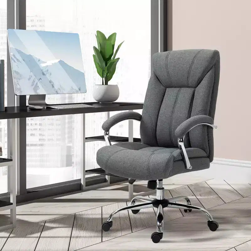 Chaise de bureau Vinsetto à dossier haut, Chaise de bureau d'ordinateur avec support lombaire et hauteur réglable