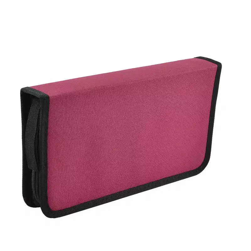 PiccoCasa Rangement CD DVD Double Face avec Fermeture Éclair, Porte-Disques Média 11.5x6x1.8 Noir Rouge 1 pièce