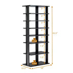 Costway Range-chaussures breveté à 7 niveaux avec double étagère, rangement pratique, étagères concises