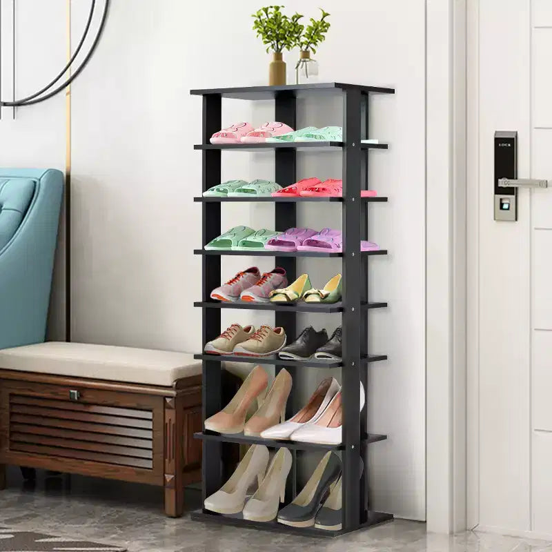 Costway Range-chaussures breveté à 7 niveaux avec double étagère, rangement pratique, étagères concises