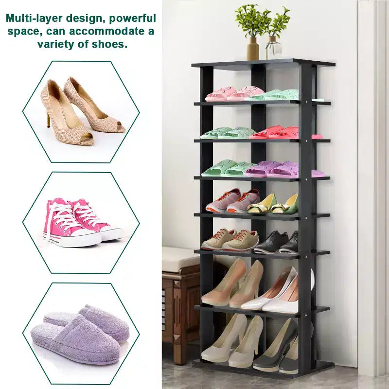Costway Range-chaussures breveté à 7 niveaux avec double étagère, rangement pratique, étagères concises