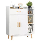Meuble de Rangement au Sol Costway Commode Armoire Autonome avec 1 Tiroir 2 Portes 3 Étagères