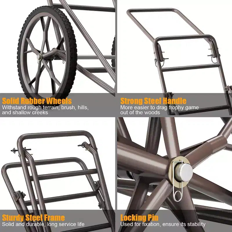 Costway Chariot de Transport de Gibier/Cerf Chariot à Équipement Utilitaire Accessoires de Chasse - 227 kg