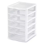 Unité de rangement modulaire de bureau en plastique Sterilite à 5 tiroirs, paquet de 4, et unité de rangement modulaire de bureau en plastique à 3 tiroirs, paquet de 4, pour l'organisation de la maison