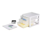 Unité de rangement modulaire de bureau en plastique Sterilite à 5 tiroirs, paquet de 4, et unité de rangement modulaire de bureau en plastique à 3 tiroirs, paquet de 4, pour l'organisation de la maison