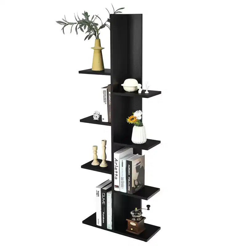 Costway Étagère 8 niveaux, Bibliothèque autoportante en forme d'arbre, Présentoir de rangement, Noir/Blanc