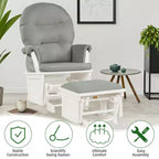 Costway Ensemble Planeur en Bois et Repose-Pieds avec Coussins Fauteuil à Bascule pour Chambre de Bébé