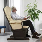 Costway Ensemble Planeur en Bois et Repose-Pieds avec Coussins Fauteuil à Bascule pour Chambre de Bébé