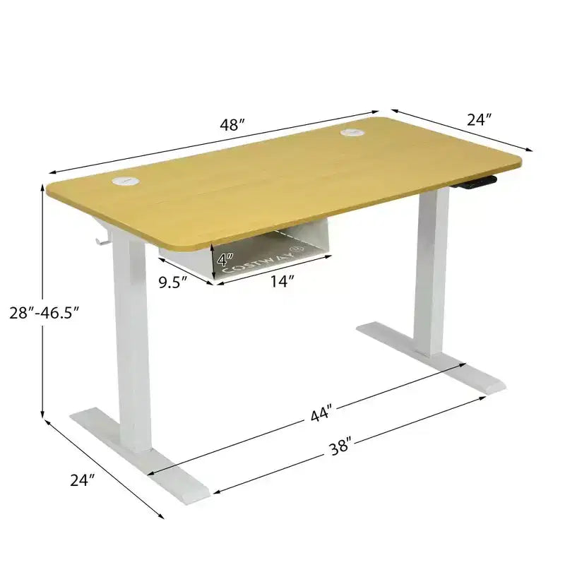 Bureau debout électrique Costway 48'' réglable en hauteur avec panneau de commande et port USB