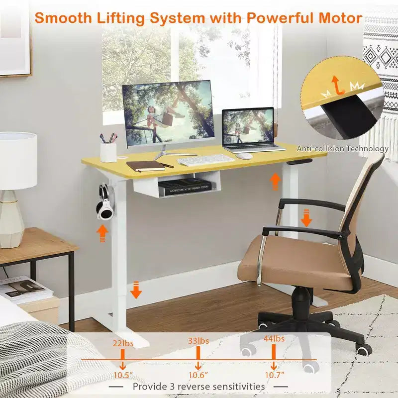Bureau debout électrique Costway 48'' réglable en hauteur avec panneau de commande et port USB