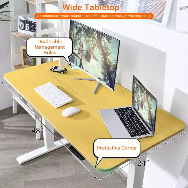 Bureau debout électrique Costway 48'' réglable en hauteur avec panneau de commande et port USB