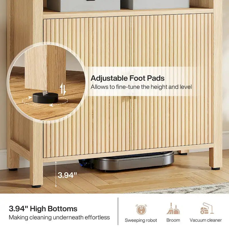 71 Armoire de cuisine haute à portes cintrées - Bois naturel