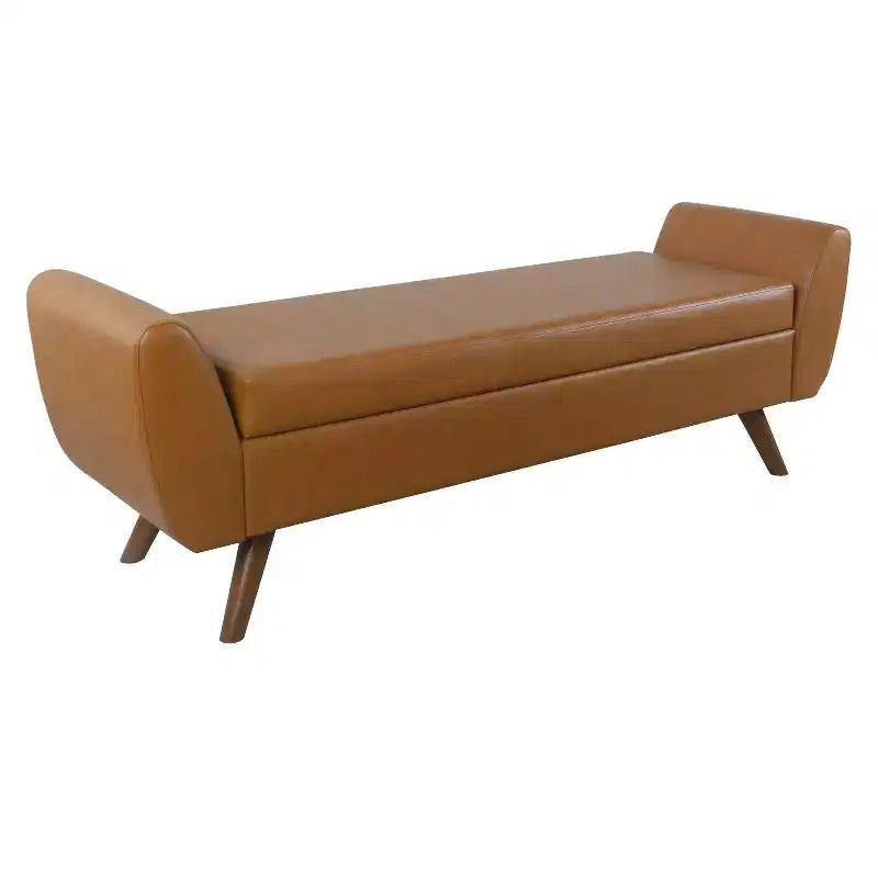 Banc de rangement moderne HomePop avec pieds en bois