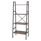 Jomeed Rustic Modern 4 Tier Wood and Steel Bookshelf Storage Organizer Shelf