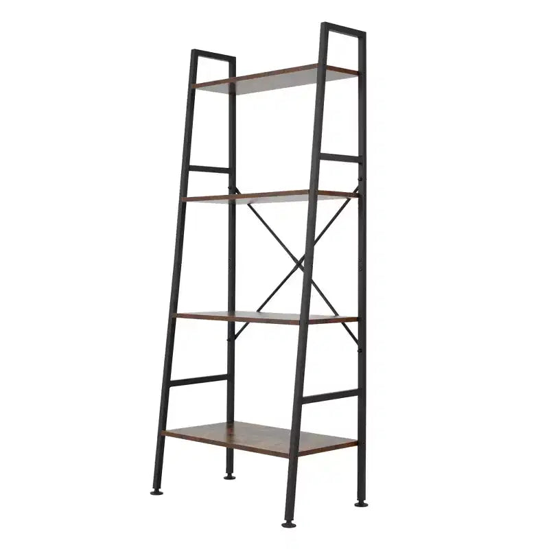 Étagère de rangement Jomeed rustique et moderne à 4 niveaux en bois et acier