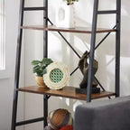 Étagère de rangement Jomeed rustique et moderne à 4 niveaux en bois et acier