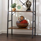 Étagère de rangement Jomeed rustique et moderne à 4 niveaux en bois et acier