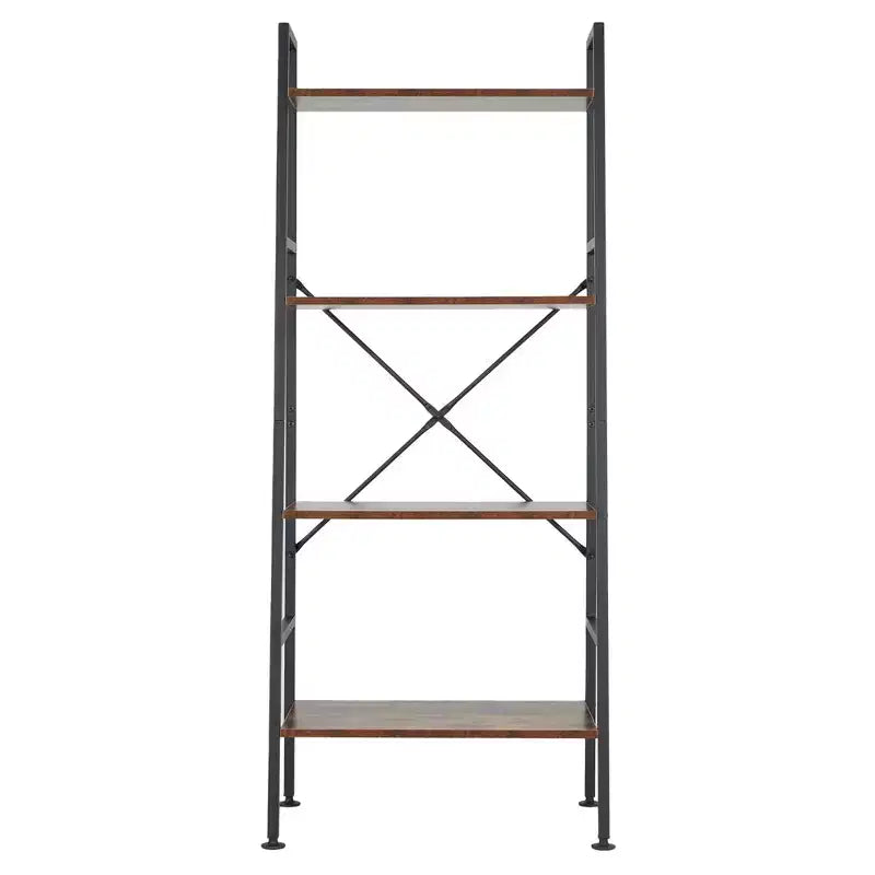 Étagère de rangement Jomeed rustique et moderne à 4 niveaux en bois et acier