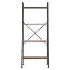 Étagère de rangement Jomeed rustique et moderne à 4 niveaux en bois et acier