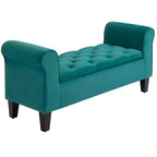 Banc de rangement ottoman capitonné HOMCOM, banc de lit rembourré avec accoudoirs roulés pour chambre à coucher, salon ou couloir
