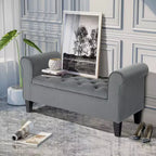 Banc de rangement ottoman capitonné HOMCOM, banc de lit rembourré avec accoudoirs roulés pour chambre à coucher, salon ou couloir
