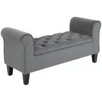 Banc de rangement ottoman capitonné HOMCOM, banc de lit rembourré avec accoudoirs roulés pour chambre à coucher, salon ou couloir