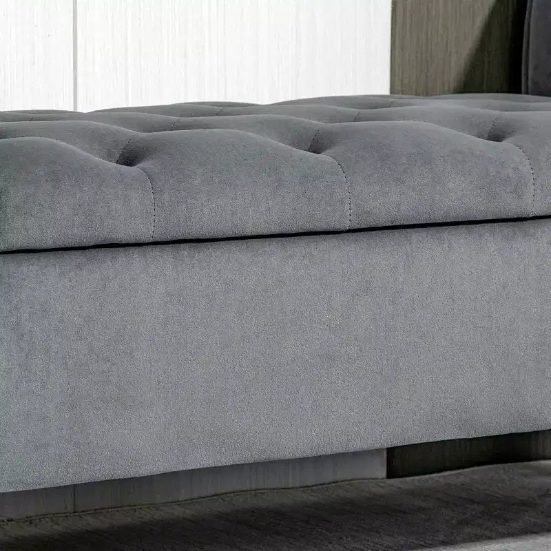 Banc de rangement ottoman capitonné HOMCOM, banc de lit rembourré avec accoudoirs roulés pour chambre à coucher, salon ou couloir