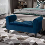 Banc de rangement ottoman capitonné HOMCOM, banc de lit rembourré avec accoudoirs roulés pour chambre à coucher, salon ou couloir