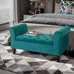 Banc de rangement ottoman capitonné HOMCOM, banc de lit rembourré avec accoudoirs roulés pour chambre à coucher, salon ou couloir