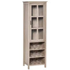 HOMCOM Tall Wine Cabinet, Bar Display Cupboard with 12-Bottle Wine Rack, Glass Door and 3 Storage Compartment for Living Room, Home Bar, Dining Room