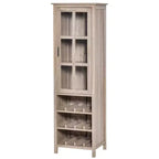 HOMCOM Meuble Bar Colonne avec Casier à Vin 12 Bouteilles, Armoire de Rangement, Porte Vitrée et 3 Compartiments pour Salon, Bar Maison, Salle à Manger