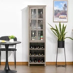 HOMCOM Meuble Bar Colonne avec Casier à Vin 12 Bouteilles, Armoire de Rangement, Porte Vitrée et 3 Compartiments pour Salon, Bar Maison, Salle à Manger