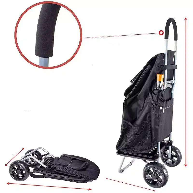 dbest products Chariot de courses pliable plus grand avec roues et sac amovible, diable personnel roulant