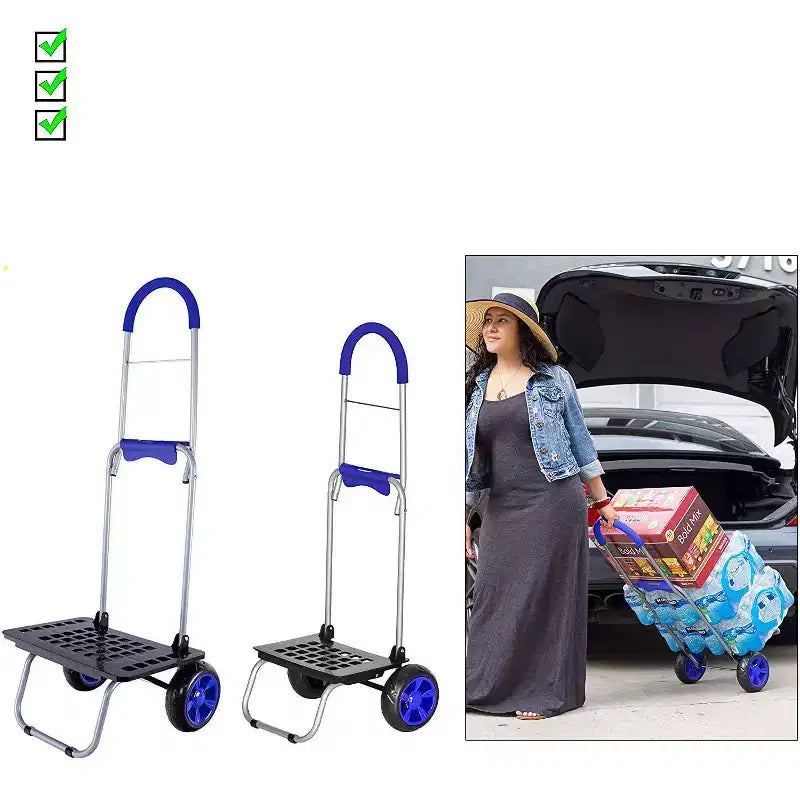 dbest products Chariot de courses pliable plus grand avec roues et sac amovible, diable personnel roulant