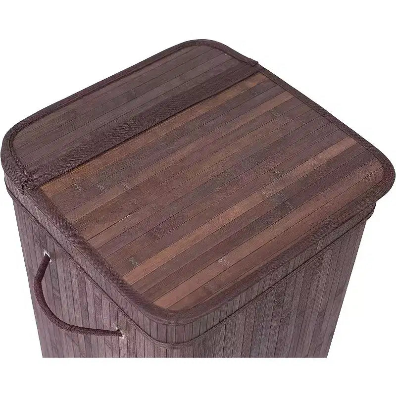 BirdRock Home Panier à linge carré en bambou avec couvercle et sac en tissu - Espresso