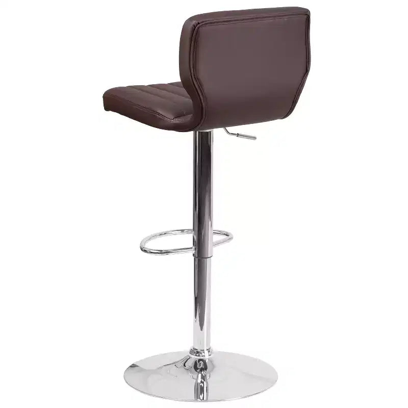 Merrick Lane Lot de deux tabourets de bar pivotants avec dossier à surpiqûres verticales et base chromée réglable avec repose-pieds