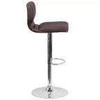 Merrick Lane Lot de deux tabourets de bar pivotants avec dossier à surpiqûres verticales et base chromée réglable avec repose-pieds