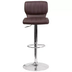Merrick Lane Lot de deux tabourets de bar pivotants avec dossier à surpiqûres verticales et base chromée réglable avec repose-pieds