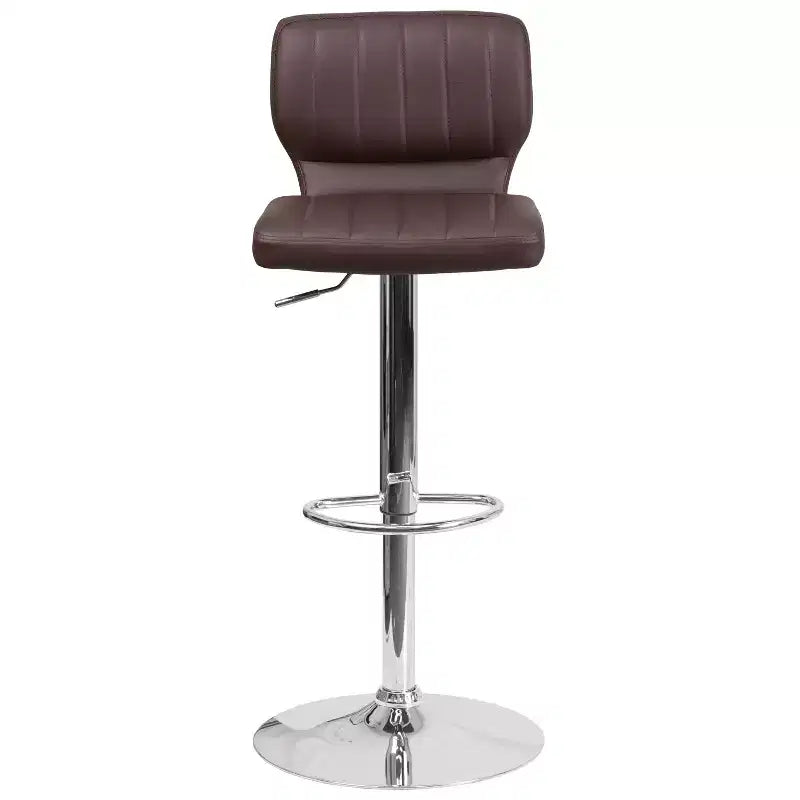 Merrick Lane Lot de deux tabourets de bar pivotants avec dossier à surpiqûres verticales et base chromée réglable avec repose-pieds