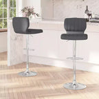 Merrick Lane Lot de deux tabourets de bar pivotants avec dossier à surpiqûres verticales et base chromée réglable avec repose-pieds