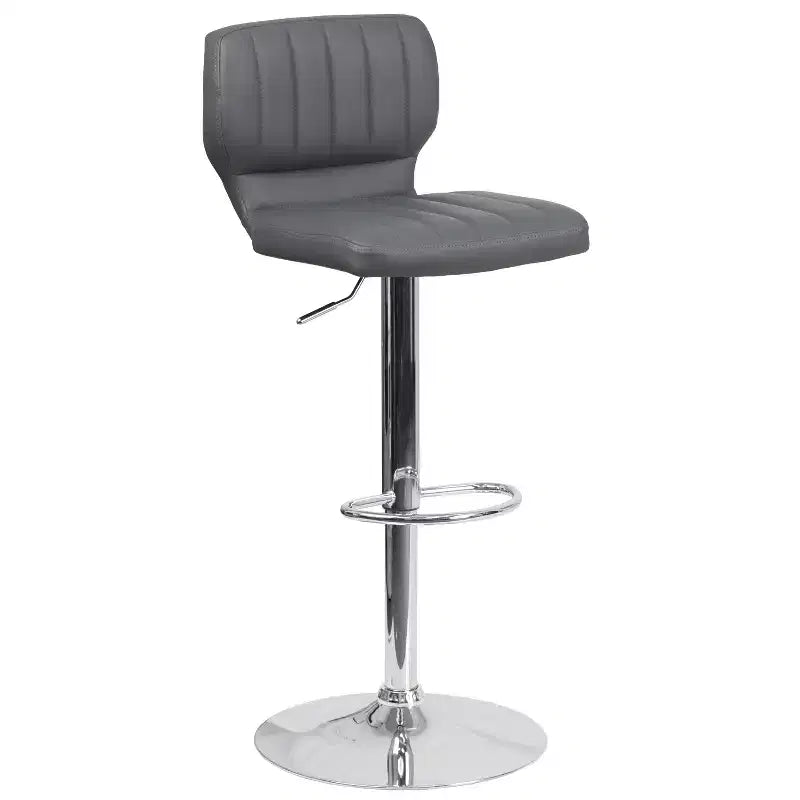 Merrick Lane Lot de deux tabourets de bar pivotants avec dossier à surpiqûres verticales et base chromée réglable avec repose-pieds
