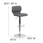 Merrick Lane Lot de deux tabourets de bar pivotants avec dossier à surpiqûres verticales et base chromée réglable avec repose-pieds