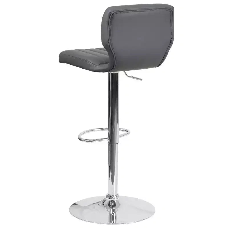 Merrick Lane Lot de deux tabourets de bar pivotants avec dossier à surpiqûres verticales et base chromée réglable avec repose-pieds