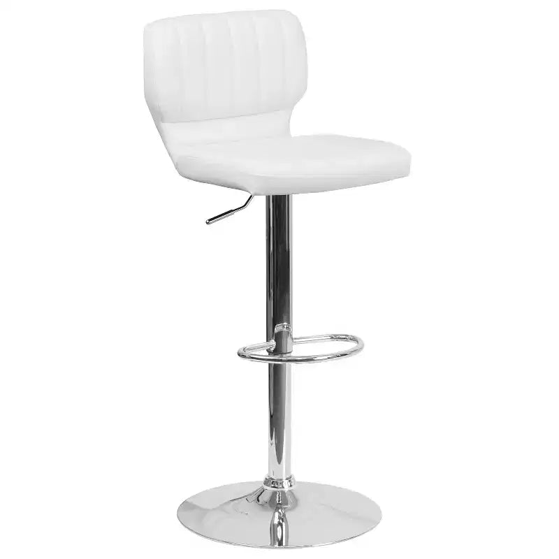 Merrick Lane Lot de deux tabourets de bar pivotants avec dossier à surpiqûres verticales et base chromée réglable avec repose-pieds
