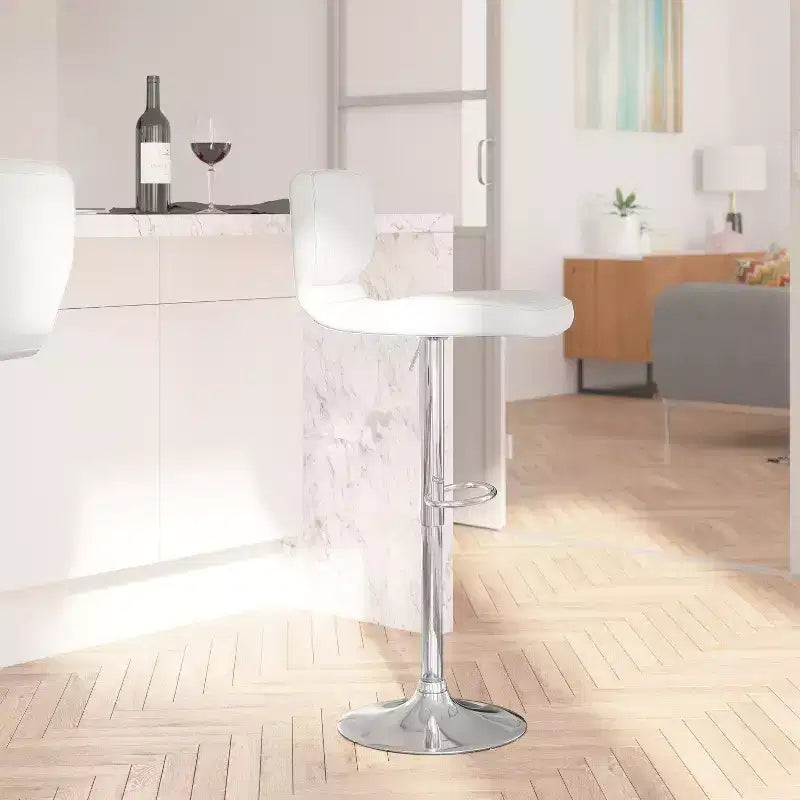 Merrick Lane Lot de deux tabourets de bar pivotants avec dossier à surpiqûres verticales et base chromée réglable avec repose-pieds
