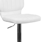 Merrick Lane Lot de deux tabourets de bar pivotants avec dossier à surpiqûres verticales et base chromée réglable avec repose-pieds