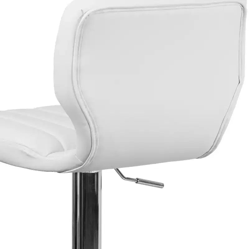 Merrick Lane Lot de deux tabourets de bar pivotants avec dossier à surpiqûres verticales et base chromée réglable avec repose-pieds